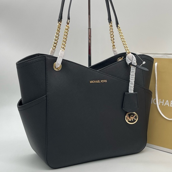 Michael Kors Large X Chain Shoulder Tote Bag Black - Picture 2 of 11